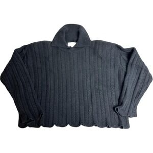 St. John Collection cable knit Black Long Sleeve Sweater Womens Medium M KC